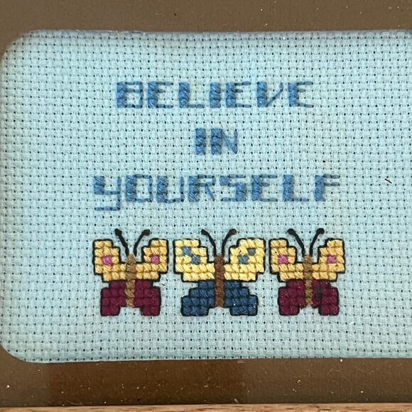 Vintage Framed Cross Stitch Sampler Inspirational Sayings Wall Art 14.5"x11.5" - Picture 12 of 16